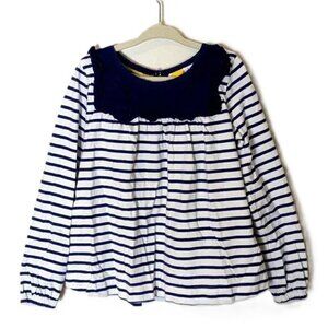 Mini Boden Striped Breton Long Sleeve Top Preppy Fisherman Core‎ Nautical Ruffle